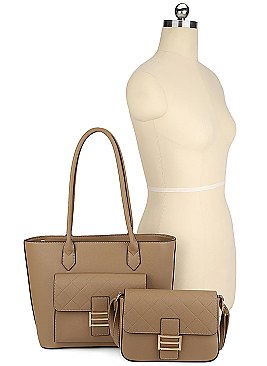 2 IN1 SMOOTH DESIGN TOTE BAG WITH CROSSBODY BAG
