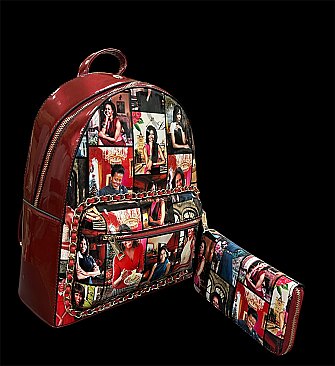 2 IN 1 Magazine Picture Backpack with wallet