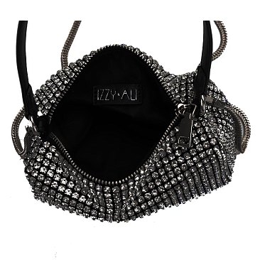 Stone Embellished Shoulder Evening Boxy Bag