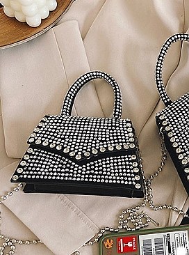 MINI RHINESTONE CROSS BODY SATCHEL