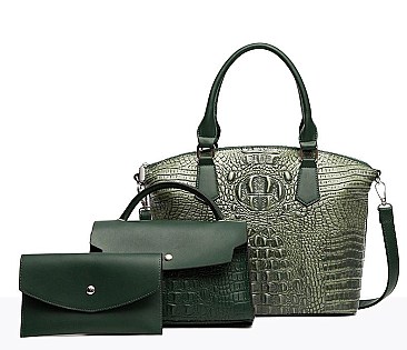 3 IN 1 CROCODILE PATTERN SATCHEL SET