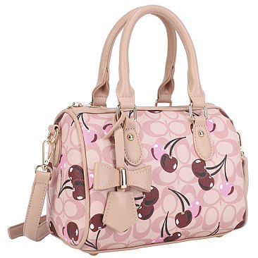 Oval Cherry Print Satchel