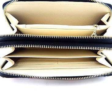 Magazine Print Double Zip-around Wallet