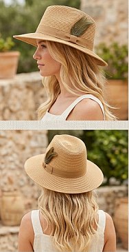 Natural Fiber Woven Ladies Fedora Straw Hat