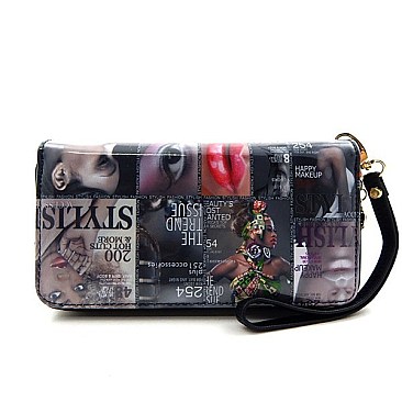 Magazine Print Zip-around Wallet