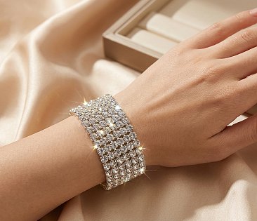 Crystal Rhinestone Covered Stretch Bracelet