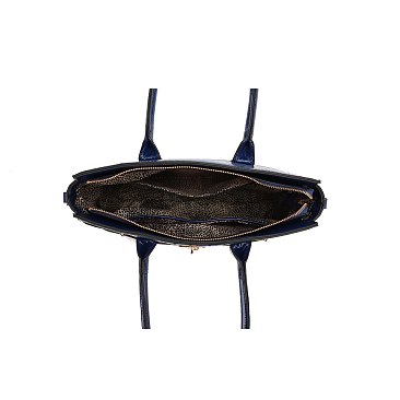 2-in-1 Long Handle Crocodile Skin Satchel Wallet Set