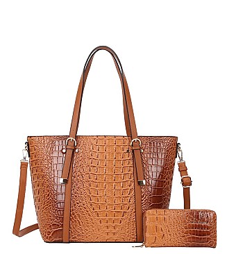 2 in 1 Crocodile Tote / Wallet Set