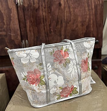 Transparent Clear Summer Tote bag with Roses print