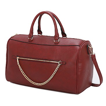Chain Zipper 3-in-1 Boston Bag Satchel -Duffle