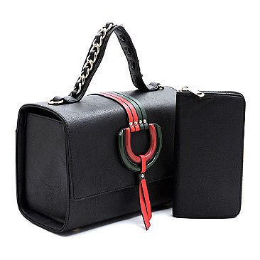 Multi Striped D-Ring 2-in-1 Boxy Satchel