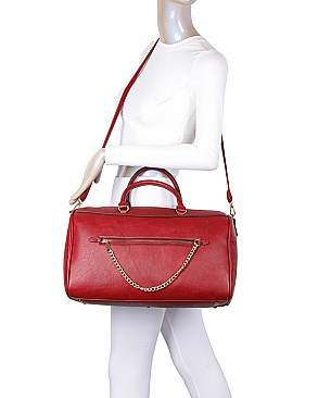 Chain Zipper 3-in-1 Boston Bag Satchel -Duffle
