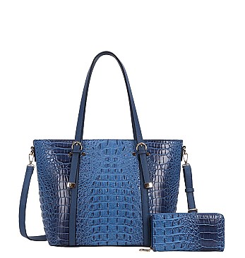 blue crocodile handbags