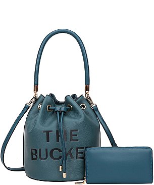 The Bucket Draw String Hobo -Shoulder Bag with Wallet