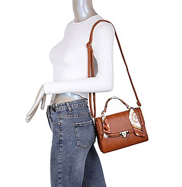 Scarfed Top Handle 2-in-1 Satchel Crossbody Bag