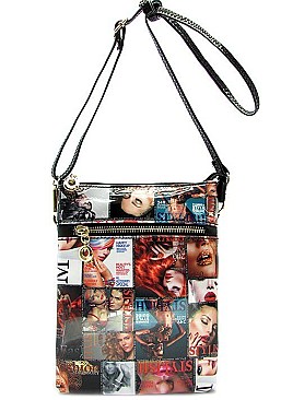 Magazine Model Print Patent Cross Body