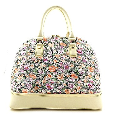 Stone Flower Print Lace Classic Bag