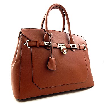 Padlock-Belted Accent Large Satchel For Fall