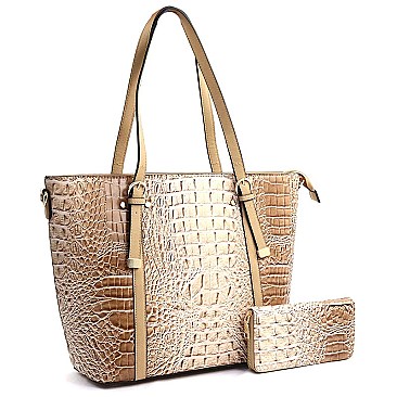 2 in 1 Crocodile Tote / Wallet Set