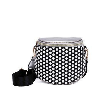 Polke-Dot Cross-Body Messenger Bag