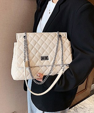 STYLISH QUILTED CHAIN STRAP SATCHEL