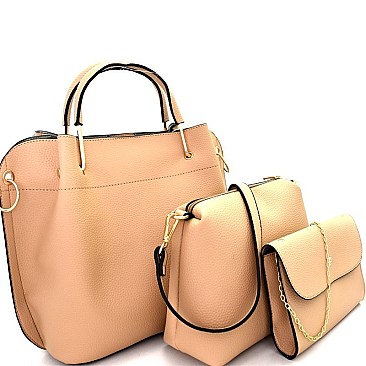 Metal Handle Accent 3 in 1 Satchel Value SET L0166-LP