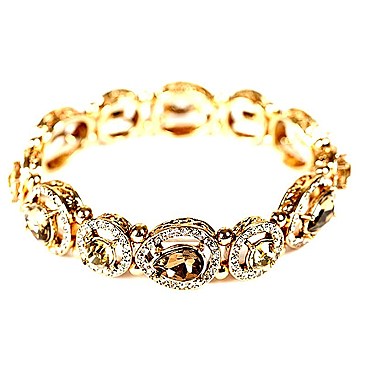 VB0471-LP Glass Rhinestone Open-cut Filigree Elastic Bracelet