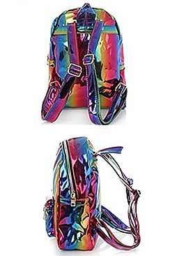 RAINBOW HOLOGRAPHIC TRENDY BACKPACK FM-VBP2026MTX