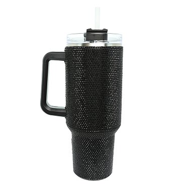Luxury Hand Made Rhinestone Tumbler With Straw