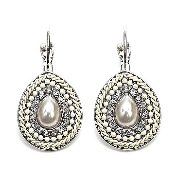 VE0495-LP Glass Metal Handmade French Clip Earring