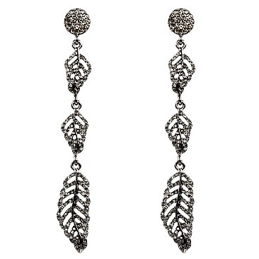 Chic Crystal Rhinestone Metal Leaf Long Drop Earring MH-VE1657-1