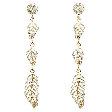 Chic Crystal Rhinestone Metal Leaf Long Drop Earring MH-VE1657-1