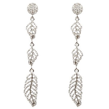 Chic Crystal Rhinestone Metal Leaf Long Drop Earring MH-VE1657-1
