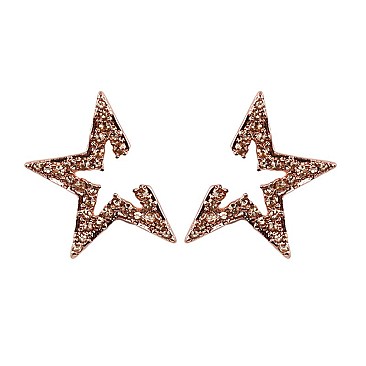 Fashionable Open Star Rhinestones Post Earring SLVE1677