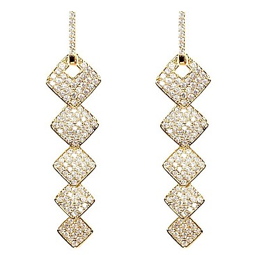 VE1707 -LP Glass Rhinestone Open-cut Rhombus Drop Earring
