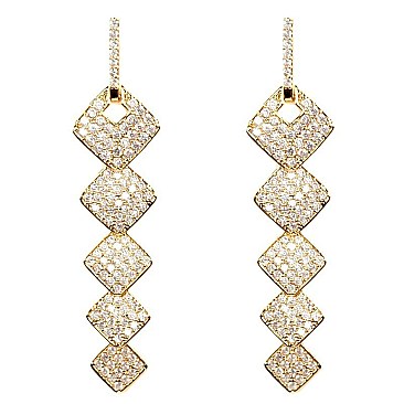 VE1707 -LP Glass Rhinestone Open-cut Rhombus Drop Earring