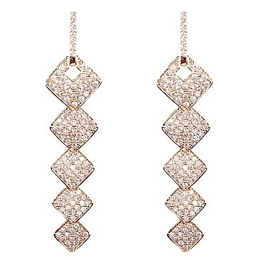 VE1707 -LP Glass Rhinestone Open-cut Rhombus Drop Earring