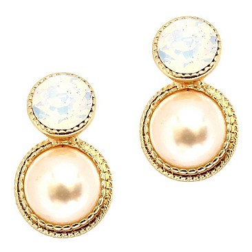 Elegant Glass Rhinestone Plastic Pearl Earring MH-VE1763-1