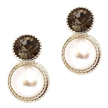 Elegant Glass Rhinestone Plastic Pearl Earring MH-VE1763-1