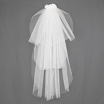 FASHIONABLE 3 TIER WEDDING VEIL W/ ROSE HAIR COMB SLVEIL982