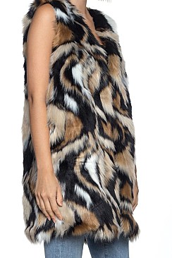 Elegant Soft Fur Longline Vest
