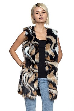 Elegant Soft Fur Longline Vest