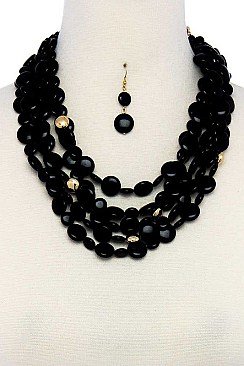 MULTI-LAYERED FLAT BEADS NECKLACE SET