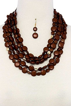 MULTI-LAYERED FLAT BEADS NECKLACE SET