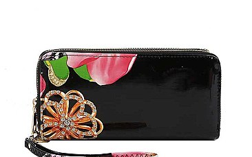 CHIC FLOWER AND BUTTERFLY PRINT FASHION WRISTLET WALLET  JYW-02-FP