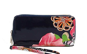 CHIC FLOWER AND BUTTERFLY PRINT FASHION WRISTLET WALLET  JYW-02-FP