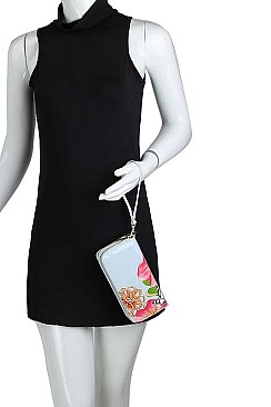 CHIC FLOWER AND BUTTERFLY PRINT FASHION WRISTLET WALLET  JYW-02-FP