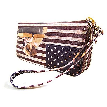 AMERICAN FLAG WITH DOG PRINT WALLET