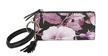 Top Zip Floral Wristlet Wallet