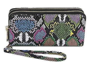 MULTI COLOR SNAKE SKIN DOUBLE POCKET WALLET